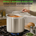 Nutrichef Stainless Steel Cookware Stockpot, 35 Quart Heavy Duty Induction Soup Pot With Stainless Steel Lid And Strong Riveted Handles, Even Heat Distribution, Compatible With Most Cooktops