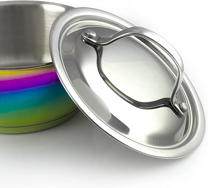 The Magical Kitchen Collection - Iridescent Rainbow Cookware Set - Premium Heavy Duty Stainless Steel and Titanium Pots & Pans Set - Rust Proof, Induction Stove & Oven-Safe (10 Piece)