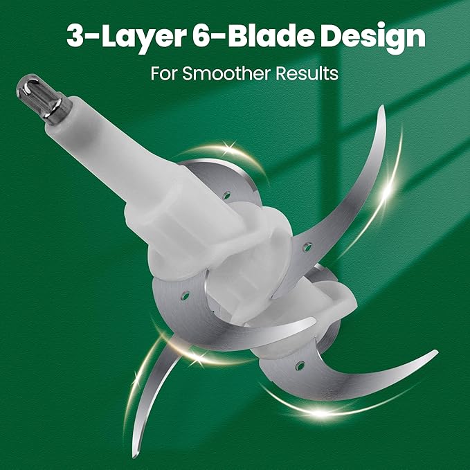 Electric Food Processor Meat Grinder 800W 2x12cups LED Timer Electric Food Chopper Vegetable chopper 3 layers 6 blades for Mincing Puree for home use kitchen aid for pet food,baby food