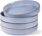 GBHOME 9'' Large Ceramic Pasta Bowls, 32oz Stoneware Pasta Serving Bowls Set of 4 for Kitchen, Wide Bowls for Fruit,Pasta,Salad,Oatmeal,Meal, Microwave Safe, Reactive Glaze-Brunnera Blue