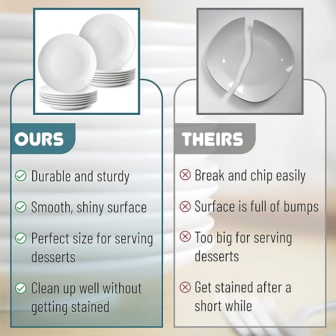 BTaT- White Dessert Plates, Set of 12, Small Plates for Appetizers, Small Plate, Small Appetizer Plates, Small White Plates, Dessert Plates Porcelain, Plates, White Plates, Christmas Gifts