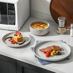 MALACASA Plates and Bowls Sets, 12 Pieces Modern Stoneware Dinnerware Set for 4 Kitchen Dinner Set Ceramic Dishware Dishes Set Microwave and Dishwasher Safe, Grey, Series TARA