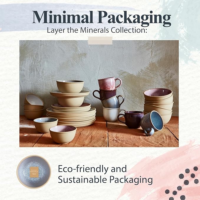 Portmeirion Minerals 6-Inch Serving Bowl, Aquamarine - Stoneware Tableware from Portugal, Reactive Glaze for a One-of-a-Kind Design, Microwave & Dishwasher Safe - Ceramic Serveware for Kitchen