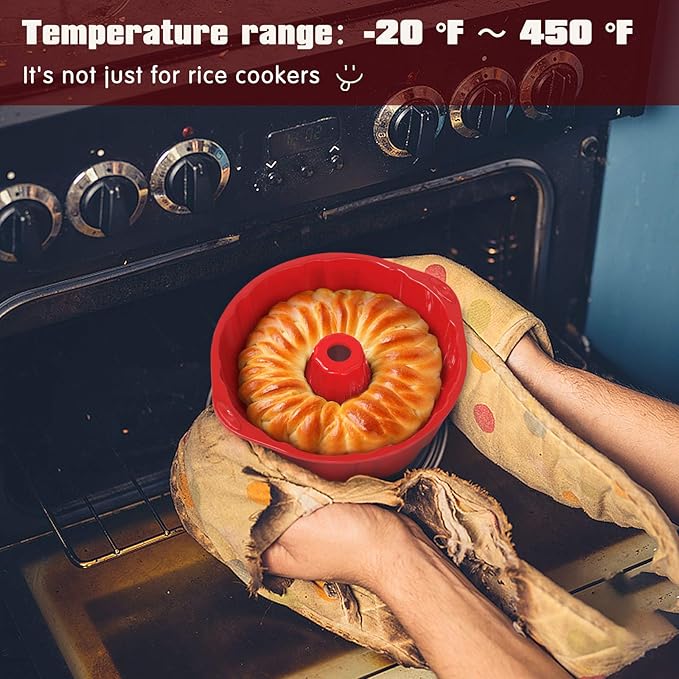 SILIVO 8 inch Silicone Bundt Cake Pans (2 Pack) - 6 Cup Nonstick Silicone Bundt Pans for Jello, Monkey Bread and Bundt Cake