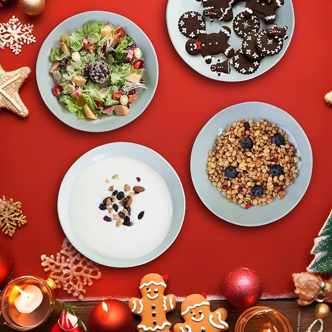 Small Pasta Bowls Set of 8, 16 Oz, 8 inch,Salad bowls, Ceramic bowls, Microwave & Dishwasher Safe, Light Colored Diamond-cut Edge