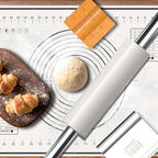 Marble Rolling Pin with Stainless Steel Handle for Baking,Fondant,Pizza,Cookie Crust,Pie,Cookies,Pastry, 18.5”(Includes handle) Marble Rolling Pin with 3 Multi-Color Thicknesses and Wood Stand