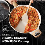 SENSARTE Ceramic Nonstick Frying Pan Skillet with Lid 12.5Inch Large Non Stick Non-toxic Healthy Kitchen Cooking Chef's Pan, Free of Intentionally Added PFOA/PFAS/PTFE, Induction Compatible