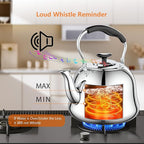 2L Whistling Stovetop Tea Kettle - Food Grade Stainless Steel Teapot with Fast Boil, Wide Mouth, Folding Handle, Ideal for Stove Top – Perfect for Tea, Coffee & Hot Water, Mirror Finished