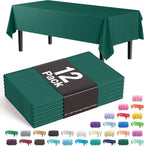 Exquisite 12-Pack Premium Plastic Tablecloth 54in. x 108in. Rectangle Table Cover - Dark Green