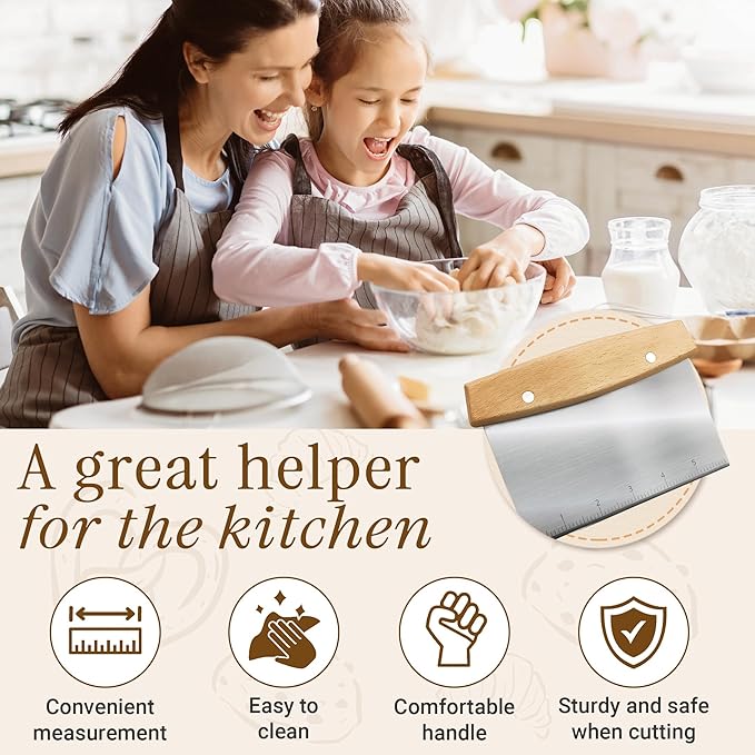 Multipurpose Bench Scraper, Dough Scraper and Dough Cutter for Flat Top Griddle, Bread, Pizza, and Pastry – Stainless Steel Griddle Scraper Chopper for Baking and Cooking