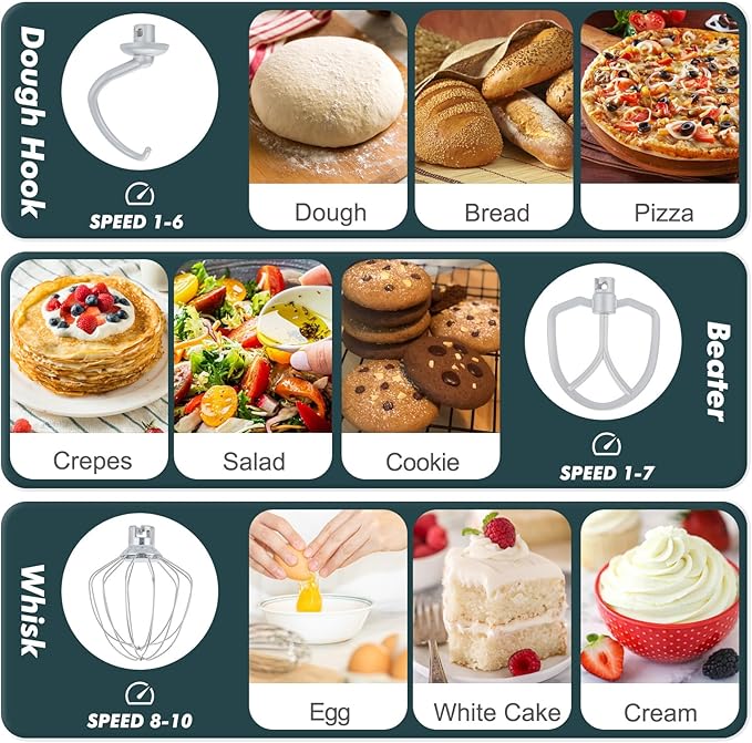 Kitchen in the Box Stand Mixer, 3.5 QT Small Kitchen Electric Stand Mixers, 10-Speed Portable Lightweight Dough Mixer for Daily Use with Egg Whisk, Dough Hook, Beater (Dark Green)