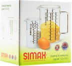 Simax Glass Measuring Cup, Durable Borosilicate Glass, Pack of 2 includes 32 oz and 16 oz Easy to Read Metric Measurements in Liter, Milliliter, Ounce, Sugar Grams, Drip Free Spout, Microwave Safe