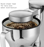aarke Coffee Maker - Electric 10 Cup / 42 fl oz Drip Brewer with Automatic Drip-Stop, Glass Carafe, Brews Full Pot in Under 6 Minutes, SCA certified, Stainless Steel