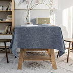 Waterproof Cotton Linen Tablecloths Square Dining Table Cloth, Wipe Clean Indoor & Outdoor Table Cover for Buffet Party and Banquets, Wrinkle Resistant（54"x54"） Navy