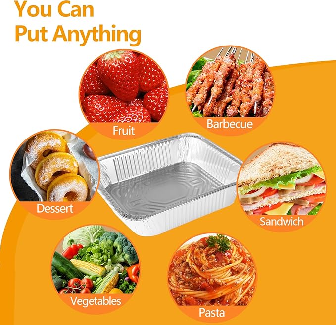 9x13 Aluminum Pans, Heavy Duty Disposable Aluminum Foil Pans, 20 Pack Disposable Pans, Thickened Disposable Trays Half Size Tin Pans Foil Baking Tray for Cooking, Meal Prep, Baking, Roasting, Chafing