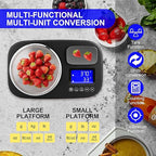 Dual Platform Digital Kitchen and Food Scale, Precise Capacity of 2.2lbs and 10Kg(Min 0.1oz/1oz), Stainless Steel, 6/7 Units, Tare Function, Auto-off, Perfect for Baking Cooking Food Weighing