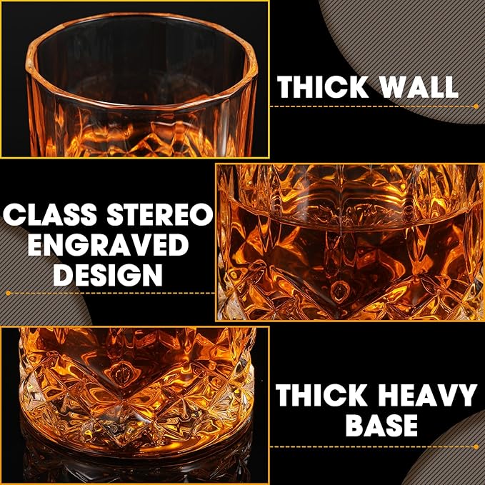 Yaomiao 16 pack Old Fashioned Whiskey Glasses Bulk 10 oz Bourbon Cocktail Rocks Glasses for Whiskey Bourbon Liquor and Cocktail Drinks Gift (10 oz,16)