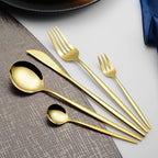 Mirror Gold Silverware Set 20-Piece, Stainless Steel Flatware Service for 4, LaienLife Unique Utensils Set with Long Fork and Spoon Teaspoon, Mirror Gold Flatware Set, Cutlery for Home Party Kitchen