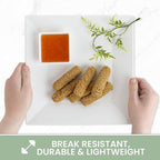 [6 x 4 Pack] 10" x 10" White Square Melamine Plates, Unbreakable Elegant Dinnerware Set With Sauce Dish