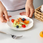 Neaylfe 8-Piece Embossed Ceramic Appetizer & Dessert Plates, 6 Inch White Mini Dinner Plates Set, Lightweight Small Ceramic Plates for Dessert, Cake, Snack, Waffles