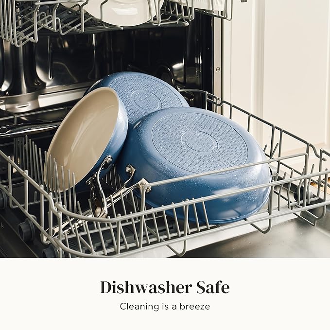 Redchef Non Stick Ceramic Frying Pan Set, Non Toxic Ceramic Pans for Cooking, 8" 9.5" 11" Skillet Set, No PFAS & PTFE & PFOA with Stainless Steel Handle, Dishwasher & Oven Safe Max up to 842°F (Blue)