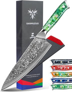 Chef Knife - 8 inch - Xuan Series - VG10 Damascus Steel Kitchen Knife - Resin Handle (Jade Green)