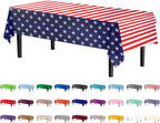 Exquisite Party Solids 12-Pack Premium Rectangle American Flag Design Plastic Tablecloth - USA Stars and Stripes Tablecloth Disposable Plastic Table Cover for July 4th - 54 inch. x 108 inch.