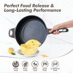 SENSARTE Nonstick Frying Pan Skillet with Lid, 12 Inch Large Deep Frying Pan, 5 Qt Non Stick Saute Pan with Cover, Induction Pan, Healthy Non Toxic Cooking Pan with Helper Handle, PFOA PFOS Free