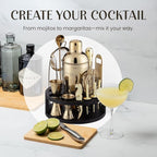 Mixology & Craft Bartender Kit – 15-Piece Cocktail Shaker Set with Bar Tools, Premium Stainless Steel Drink Mixer Accessories for Home Bar, Includes Bamboo Stand, Plus Exclusive Recipe Cards (Gold)