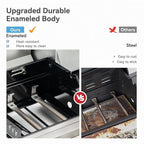 2 in 1 Propane Griddle Grill Combo, 6-Burner Propane Gas BBQ Combo Grill with Porcelain-Enameled Cast Iron Grates & Plate, 42,000 BTU with Side Stove for Outdoor Cooking Camping Patio Backyard