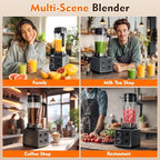 3-in-1 Blender and Food Processor Combo for Smoothies Shakers, 1500W(32000 RPM) Professional Blenders for Kitchen, Adjustable Speed, 68oz BPA-Free Jar, 30s Self-Cleaning (68 oz)