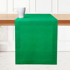 D'Moksha Homes Linen Kelly Green Table Runner 90 Inches Long - 100% Pure Linen 14 x 90 Inch Table Runner for Dining, Summer, Fall and Halloween - Machine Washable
