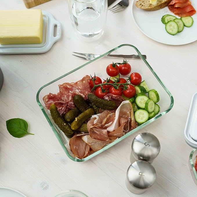 ZWILLING Fresh & Save Airtight Glass Food Storage Containers with Lids, Meal Prep Containers, One Size, La Mer