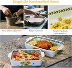 ACMLIFE Ceramic Casserole Dish for Oven, Floral Baking Dishes for Oven Lasagna Pan, Large Baking Dish with Handles, Durable and Oven Safe Pan, for Roasting and Baking, Gift Packaging 2 Pcs Set(13"x8"+10.3"x6.3") (Sunflower)