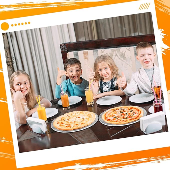 Nuogo 5 Pcs 18 Inch Pizza Pan with Holes Aluminum Mesh Pizza Screen Seamless Round Tray for Oven Nonstick Baking Sheet for Kitchen Bakery Restaurant BBQ Party Cookware Supplies