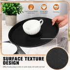 Zopeal 6 Pieces Black Round Restaurant Serving Tray, Plastic Non Slip Surface Food Meals Server Tray with Raised Edges for Home, Kitchen, Restaurant, Cafeteria, Bar (14")