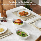 ONEMORE Oval Au Gratin Baking Dish, 20 oz Small Casserole Dishes with Handles 6x8" Ceramic Baking Pan for 1-2 People, Oven Safe for Lasagna, Pies, Individual Servings & Side Dishes, Set of 4, White