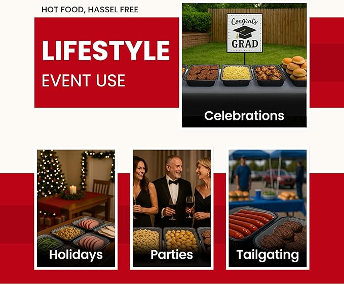 Flame-Free Catering Heat Pads & Buffet Kits – Sustainable Natural Mineral Food Warming Solution for Full & Half Pans (Party Kit/Pack of 8)