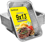 GrillChef Aluminum Foil Pans, Disposable 9x13 Baking Pans, 30 Pack Tin Foil Holders Half Size for Cake, Steam Table, Cooking, Heating, Storing, Aluminum Trays Heavy Duty