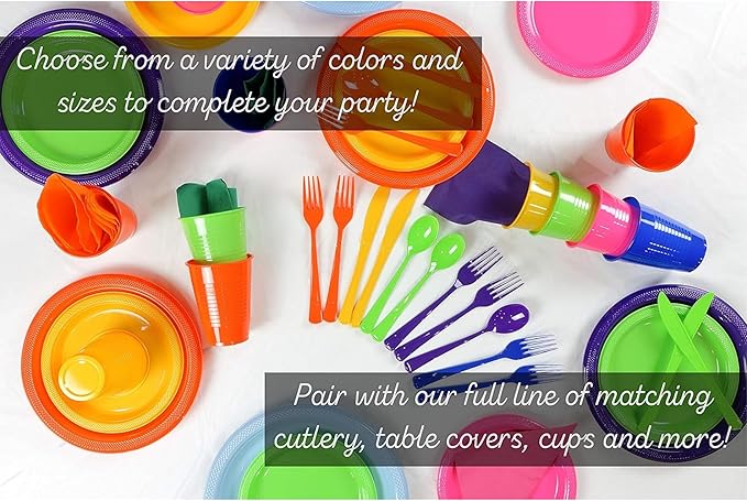 Exquisite 12-Pack Premium Plastic Tablecloth 84in. Round Table Cover - Clear