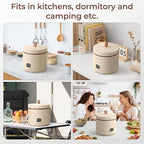 TOKIT Rice Cooker Small 3 Cup Uncooked /6 Cup Cooked, Modern Multifunctional Mini Rice Cooker with Display Touch Button for 1-3 People Ceramic Coated Non-Stick Pot 8 Cook Functions - Cooking & Warmer