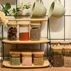 6oz Glass Food Storage Jars, Glass Jars with Bamboo Lids, Kitchen Storage Jars, Set of 12, Canisters with Airtight Lids for Spice, Coffee, Cookie, Pantry Organizers