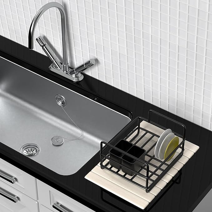 Stone Drying Mat for Kitchen Counter W/ Tote Bag, Large Stone Dish Drying Mat Foldable, Absorbent Diatomaceous Quick Dry Stone Mat Kitchen Dishes Bottles Cups Bathroom Any Countertop 23" x 15.3"