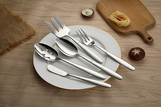 Bruntmor, CRUX Sterling Quality Silverware Royal 45 Piece Flatware Cutlery Set, 18/10 Stainless Steel, Service for 8 100% Rust Proof (45 Piece)