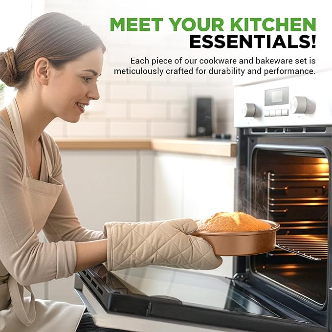 Nutrichef 20 Piece Professional Home Kitchen Cookware and Bakeware, Pots and Pans Set Non Stick Kitchenware, Cool-Touch Handles, Non Toxic, Safe for Gas, Electric, Induction Cooktops, Easy Clean