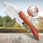 WineOp Professional Wine Opener Luxury Double Hinged Waiter's Corkscrew Wine Bottle Key - Cork screwer for Servers, Bartenders, Sommelier and Home Use | All-In-One Stainless Steel (Rosewood Handle)