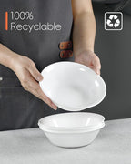 14 OZ (16 OZ MAX) White Opal Glass Cereal Bowl Set of 4, 6.5 inch Dishwasher & Microwave Safe Round Bowls for Soup, Salad and Rice