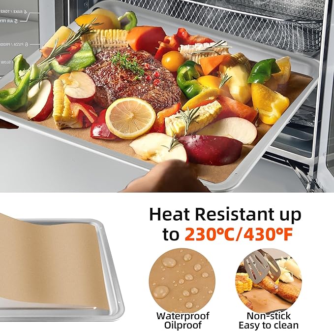 Air Fryer Liners Compatible with Breville BOV900BSS the Smart Oven Air Fryer Pro, 100 PCS Unbleached Parchment Paper Disposable with 4 PCS AirFryer Oven Liners Accessories for Breville Toaster Oven