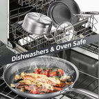 COOKING KING 8-Inch Stainless Steel Pan, Hybrid Nonstick Frying Pan, Skillet, 3-Ply Clad Cookware, Even Heat Distribution, Dishwasher & Oven Safe, with Stay-Cool Handle, Induction Compatible