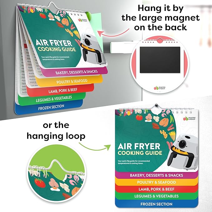 Air Fryer Cheat Sheet Magnets Cooking Guide Booklet - Air Fryer Cookbooks - Air Fryer Liners - Air Fryers Kitchen Gifts Gadgets 2025 - Air Fryer Accessories - Air Fryer Cooking Guide
